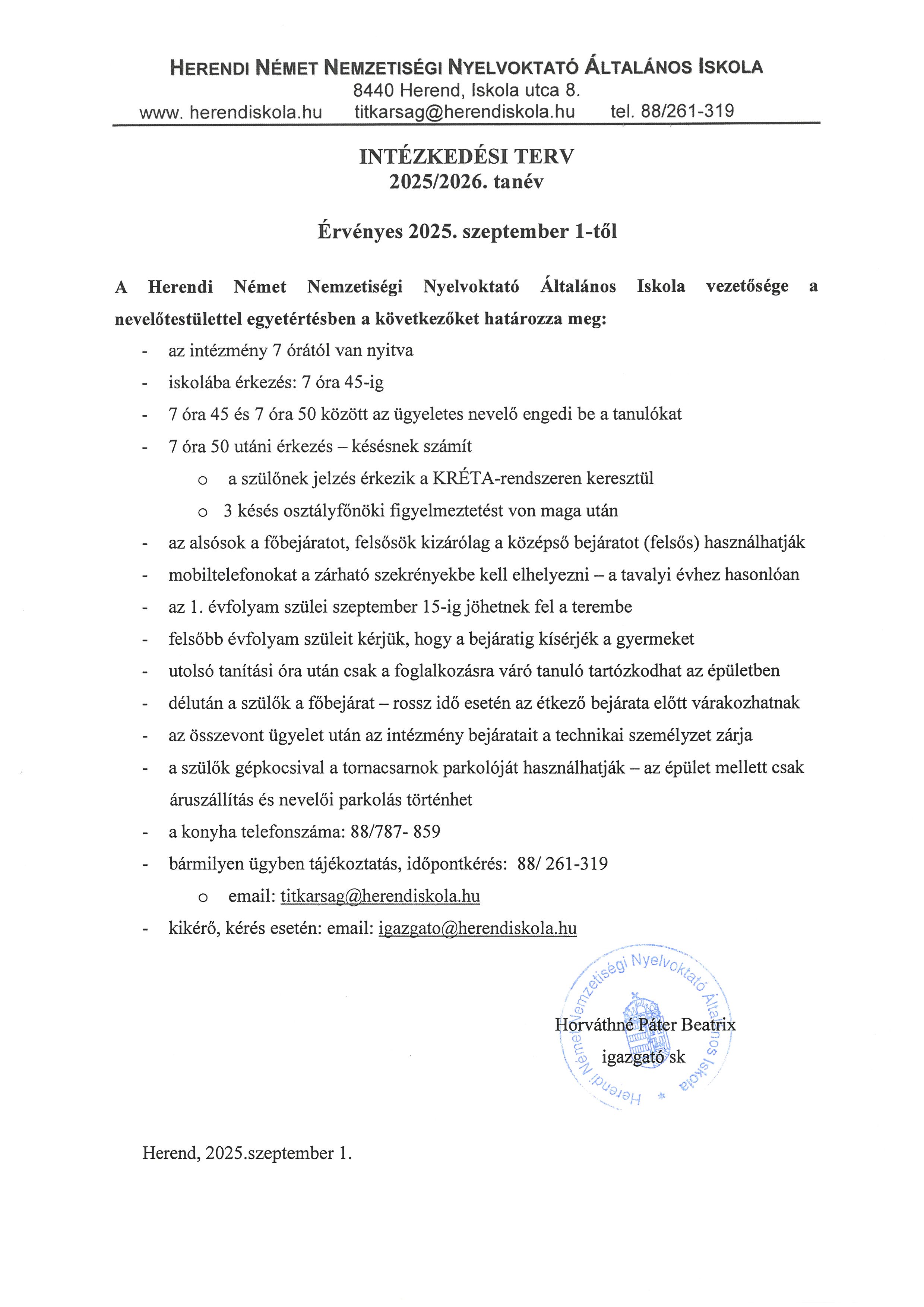 Intézkedési terv 2025 2026